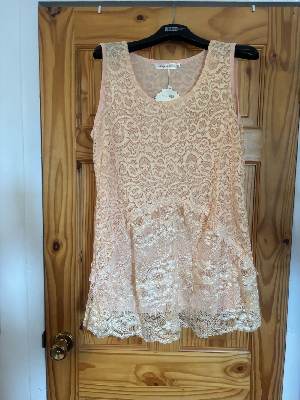 Sleeveless Lace Peplum Top - Pale Peach